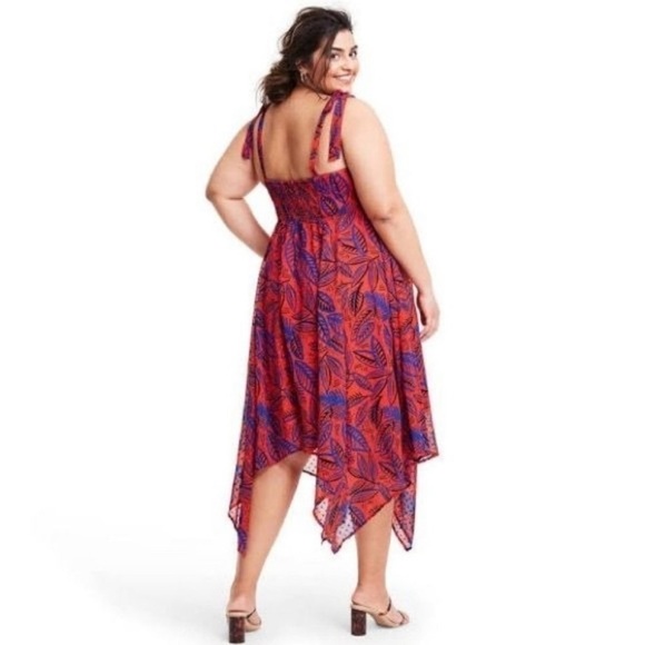 Alexis NWT handkerchief Red and Blue Floral Midi Dress Size 3X - Picture 16 of 16